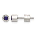 Chisel Stainless Steel Polished Blue CZ September Birthstone Post Stud Earrings