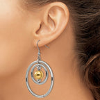 Stainless Steel Polished and Textured Yellow IP Shepherd Hook Earrings