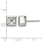 Chisel Stainless Steel Polished Square CZ Post Earrings