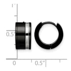 Chisel Stainless Steel Polished Black IP-plated Hinged Hoop Earrings