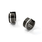 Chisel Stainless Steel Polished Black IP-plated Hinged Hoop Earrings
