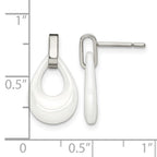 Chisel Stainless Steel Polished with White Ceramic Post Dangle Earrings