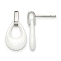 Chisel Stainless Steel Polished with White Ceramic Post Dangle Earrings