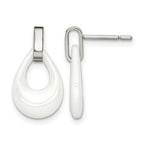 Chisel Stainless Steel Polished with White Ceramic Post Dangle Earrings