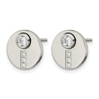 Chisel Stainless Steel Polished CZ Circle Post Earrings