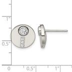Chisel Stainless Steel Polished CZ Circle Post Earrings