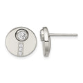 Chisel Stainless Steel Polished CZ Circle Post Earrings