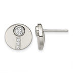 Chisel Stainless Steel Polished CZ Circle Post Earrings