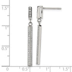 Stainless Steel Polished CZ Bar Post Dangle Earrings