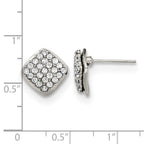 Stainless Steel Polished Post Square with Crystal Earrings