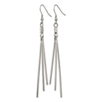 Stainless Steel Polished Graduated Three Bar Dangle Earrings
