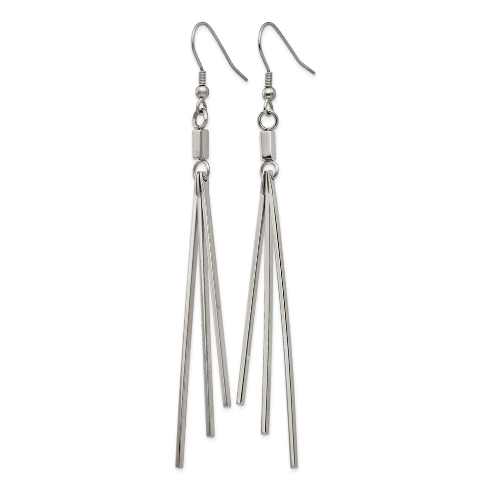 Stainless Steel Polished Graduated Three Bar Dangle Earrings