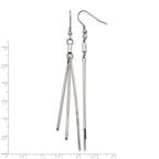 Stainless Steel Polished Graduated Three Bar Dangle Earrings