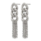 Stainless Steel Polished Chain Post Dangle Earrings