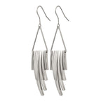 Stainless Steel Polished Triangle w/Bar Dangle Shepherd Hook Earrings