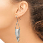 Stainless Steel Polished Triangle w/Bar Dangle Shepherd Hook Earrings
