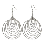 Stainless Steel Polished Twisted Graduated Circles Dangle Earrings