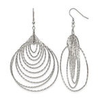 Stainless Steel Polished Twisted Graduated Circles Dangle Earrings