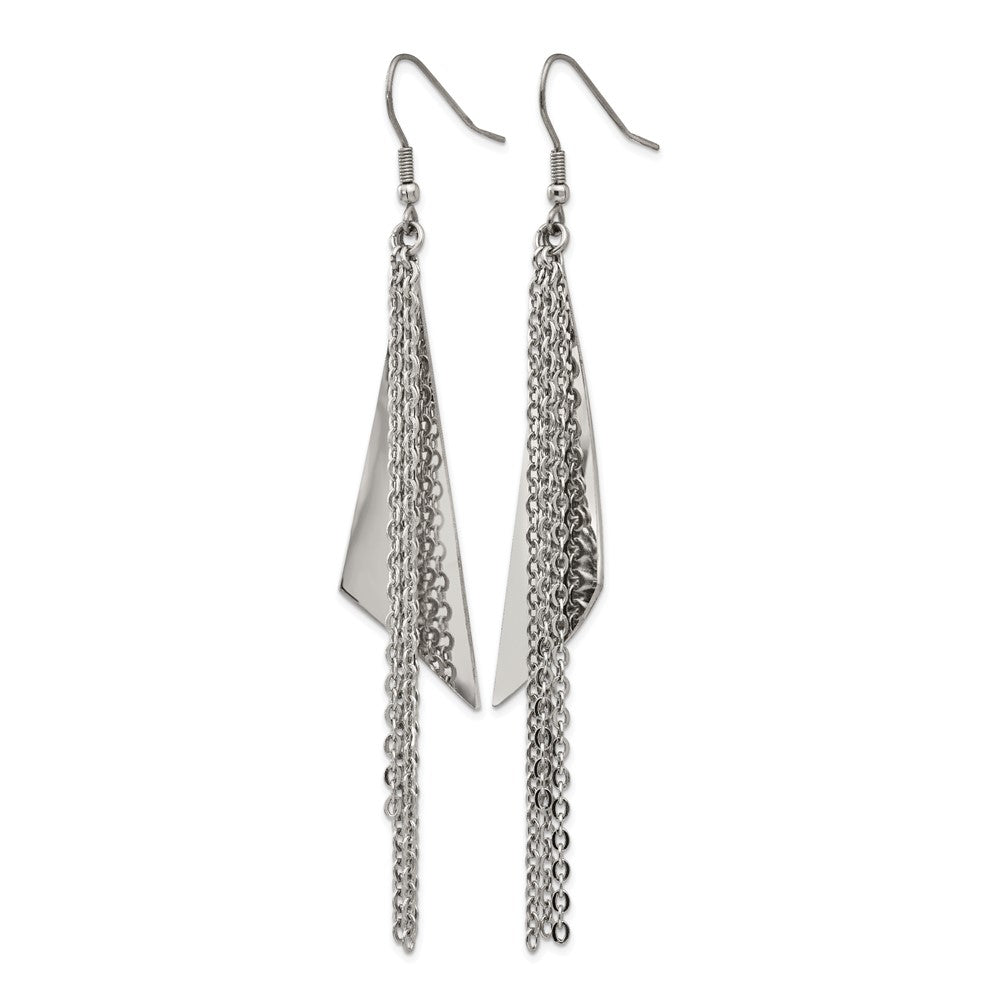 Chisel Stainless Steel Polished Multi Chain Dangle Shepherd Hook Earrings