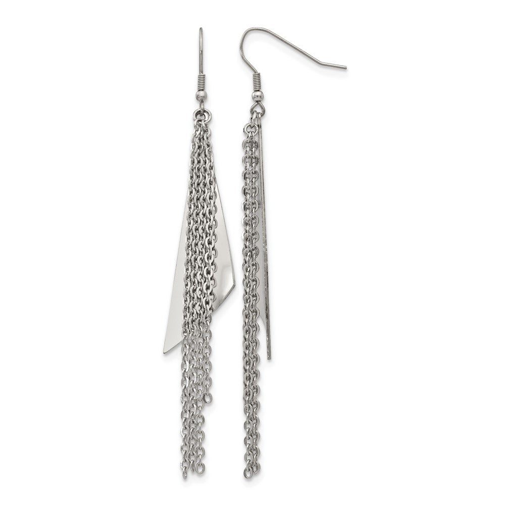 Chisel Stainless Steel Polished Multi Chain Dangle Shepherd Hook Earrings