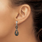 Chisel Stainless Steel Polished with Black Ceramic Post Dangle Earrings