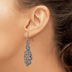 Chisel Stainless Steel Antiqued and Polished with Crystal Shepherd Hook Earrings