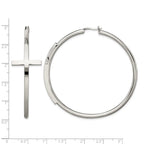 Chisel Stainless Steel Polished Large Cross Hoop Earrings