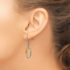 Stainless Steel Polished Yellow IP Oval Dangle Shepherd Hook Earrings