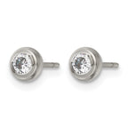 Chisel Stainless Steel Polished 3mm Bezel CZ Stud Post Earrings