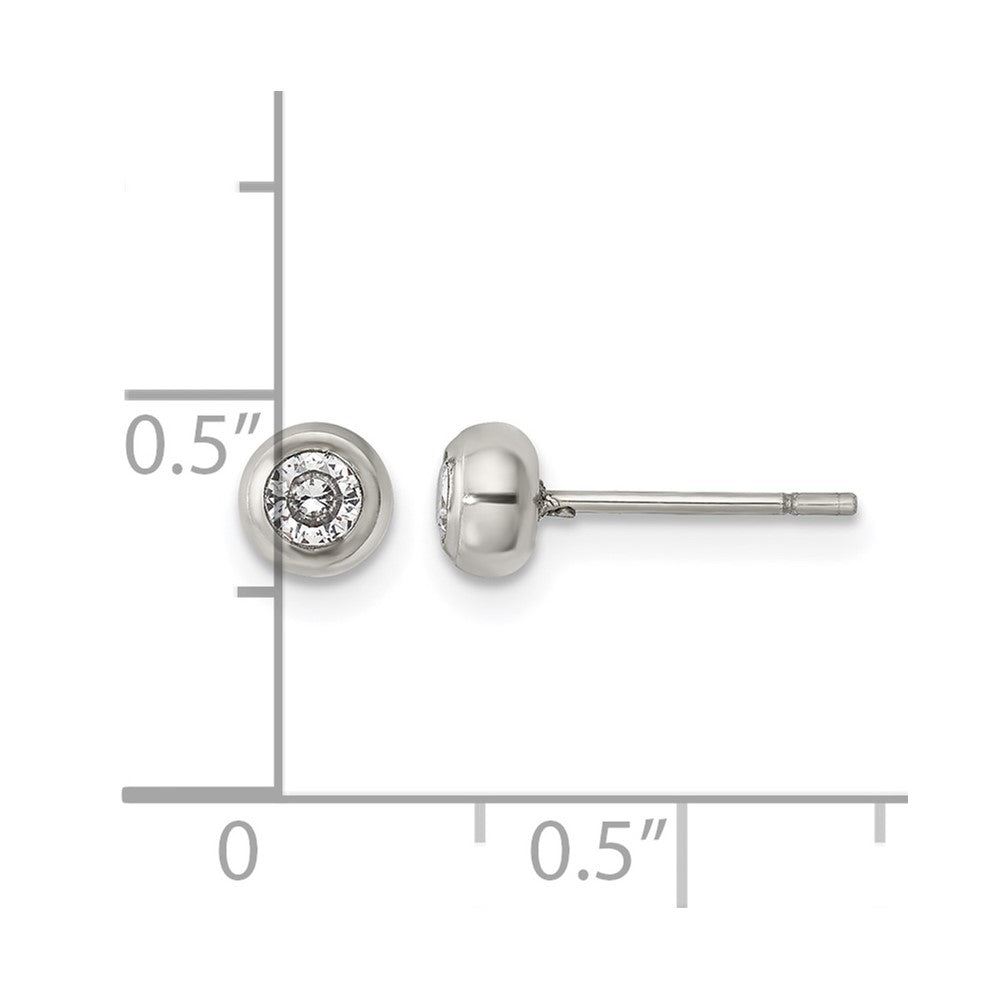 Chisel Stainless Steel Polished 3mm Bezel CZ Stud Post Earrings