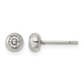 Chisel Stainless Steel Polished 3mm Bezel CZ Stud Post Earrings