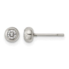 Chisel Stainless Steel Polished 3mm Bezel CZ Stud Post Earrings