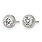 Chisel Stainless Steel Polished 4mm Bezel CZ Stud Post Earrings