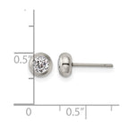 Chisel Stainless Steel Polished 4mm Bezel CZ Stud Post Earrings