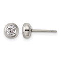 Chisel Stainless Steel Polished 4mm Bezel CZ Stud Post Earrings