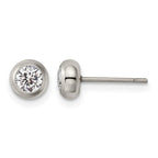 Chisel Stainless Steel Polished 4mm Bezel CZ Stud Post Earrings