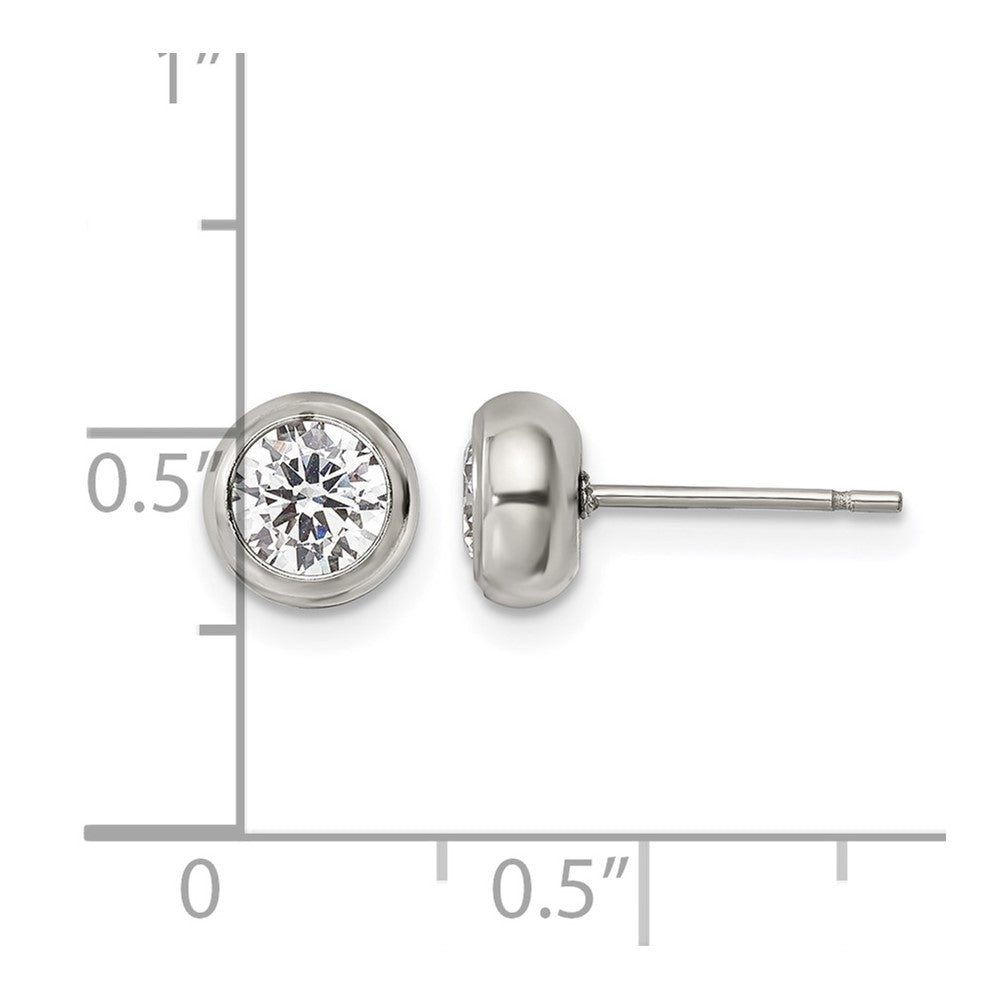 Chisel Stainless Steel Polished 5mm Bezel CZ Stud Post Earrings