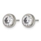 Chisel Stainless Steel Polished 6mm Bezel CZ Stud Post Earrings