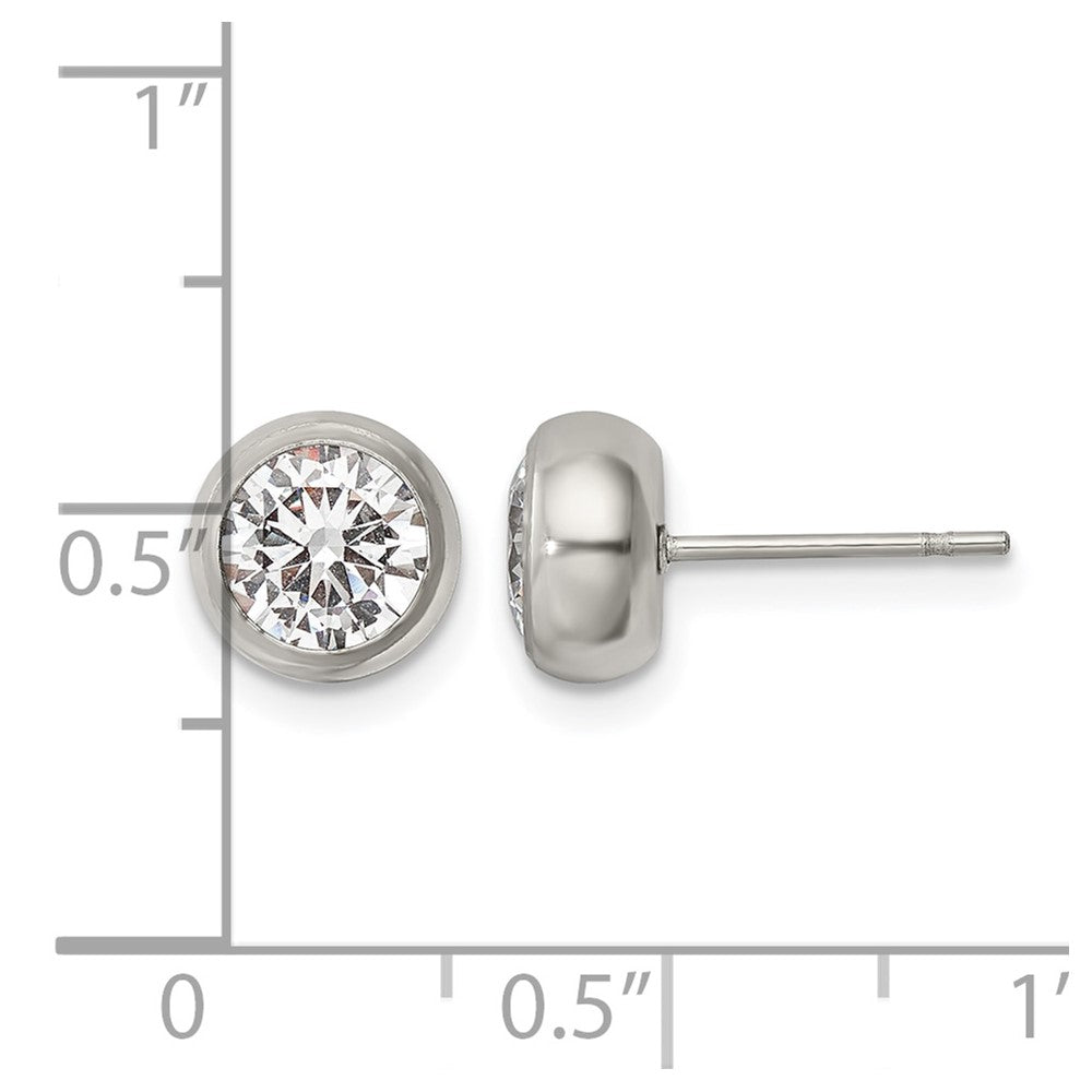 Chisel Stainless Steel Polished 6mm Bezel CZ Stud Post Earrings
