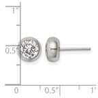 Chisel Stainless Steel Polished 6mm Bezel CZ Stud Post Earrings