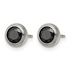 Chisel Stainless Steel Polished 5mm Bezel Black CZ Stud Post Earrings