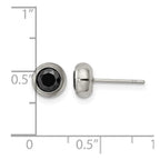 Chisel Stainless Steel Polished 5mm Bezel Black CZ Stud Post Earrings