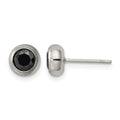 Chisel Stainless Steel Polished 5mm Bezel Black CZ Stud Post Earrings