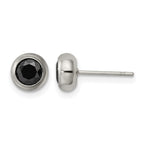 Chisel Stainless Steel Polished 5mm Bezel Black CZ Stud Post Earrings