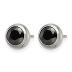 Chisel Stainless Steel Polished 6mm Bezel Black CZ Stud Post Earrings