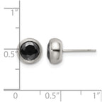Chisel Stainless Steel Polished 6mm Bezel Black CZ Stud Post Earrings