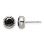 Chisel Stainless Steel Polished 6mm Bezel Black CZ Stud Post Earrings
