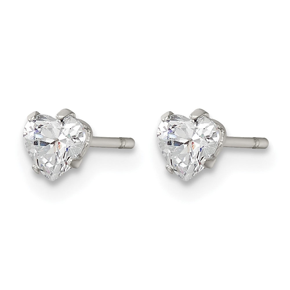Chisel Stainless Steel Polished 4mm Heart CZ Stud Post Earrings