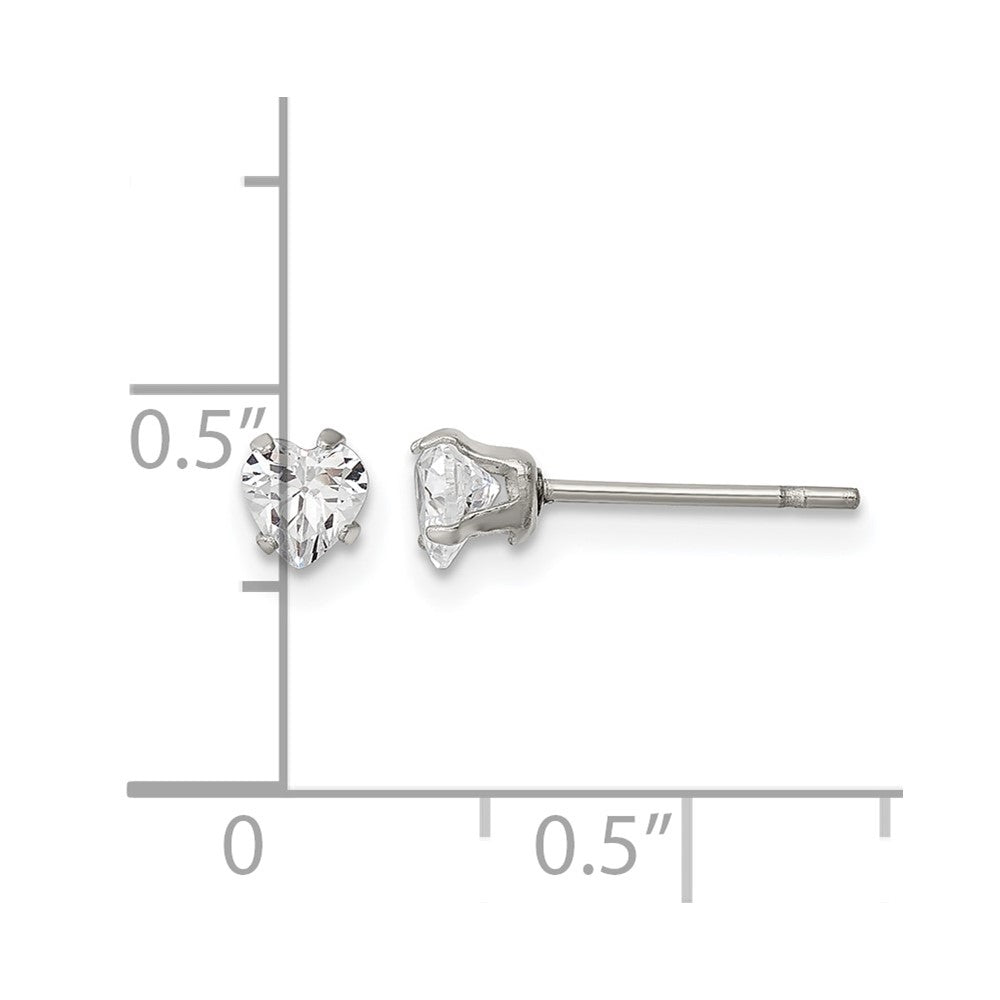 Chisel Stainless Steel Polished 4mm Heart CZ Stud Post Earrings