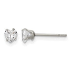 Chisel Stainless Steel Polished 4mm Heart CZ Stud Post Earrings